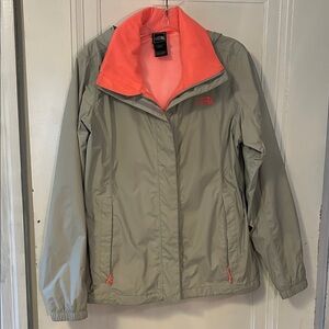 The North Face Women's Light Gray Jacket with Coral Highlights